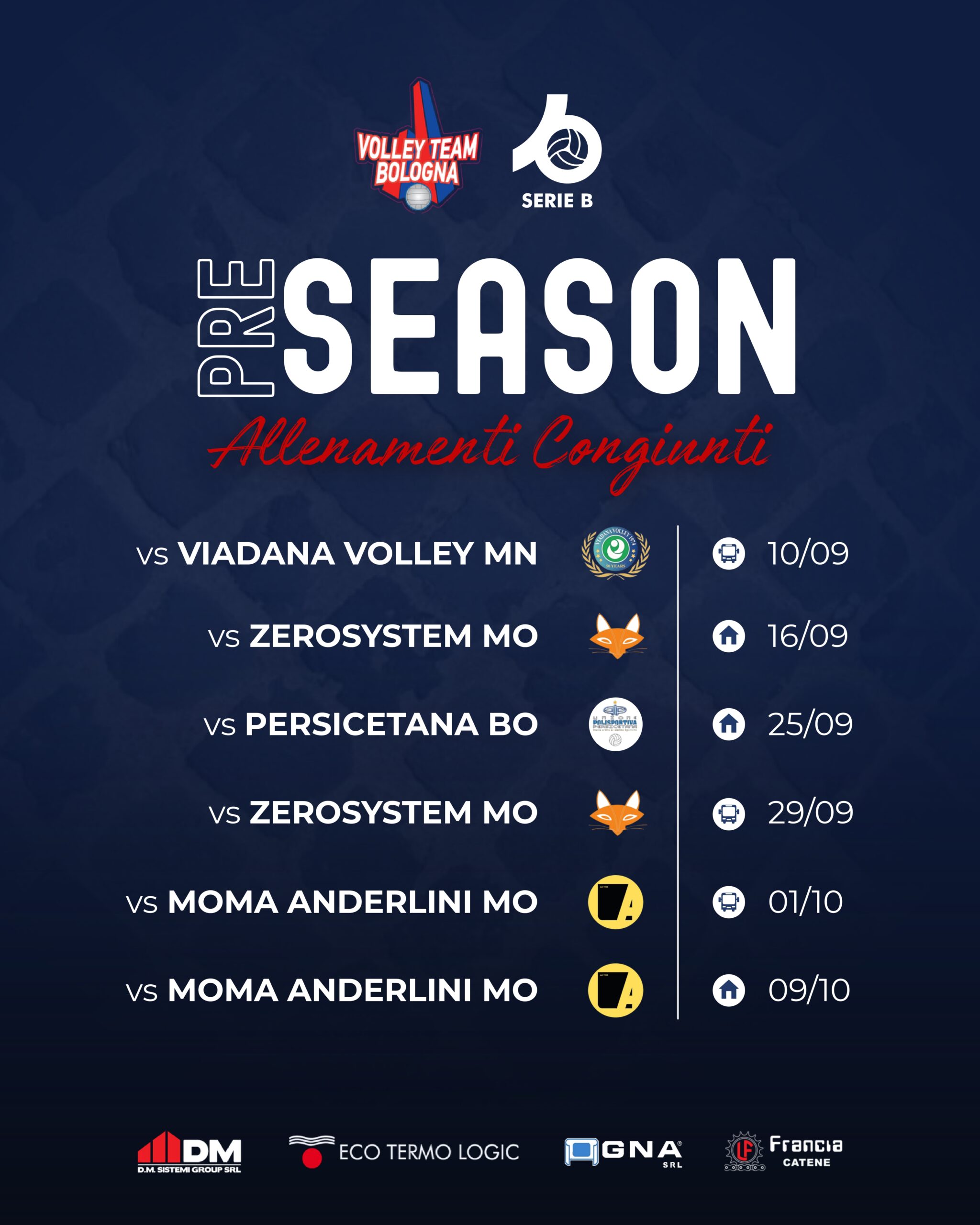 Calendario Pre Season Serie B2 2627